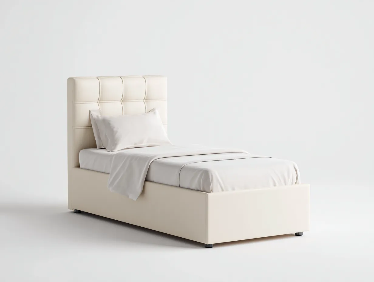 Lit simple en tissu rembourré 205x95x105 cm - beige - confort de chambre-Raridadecor