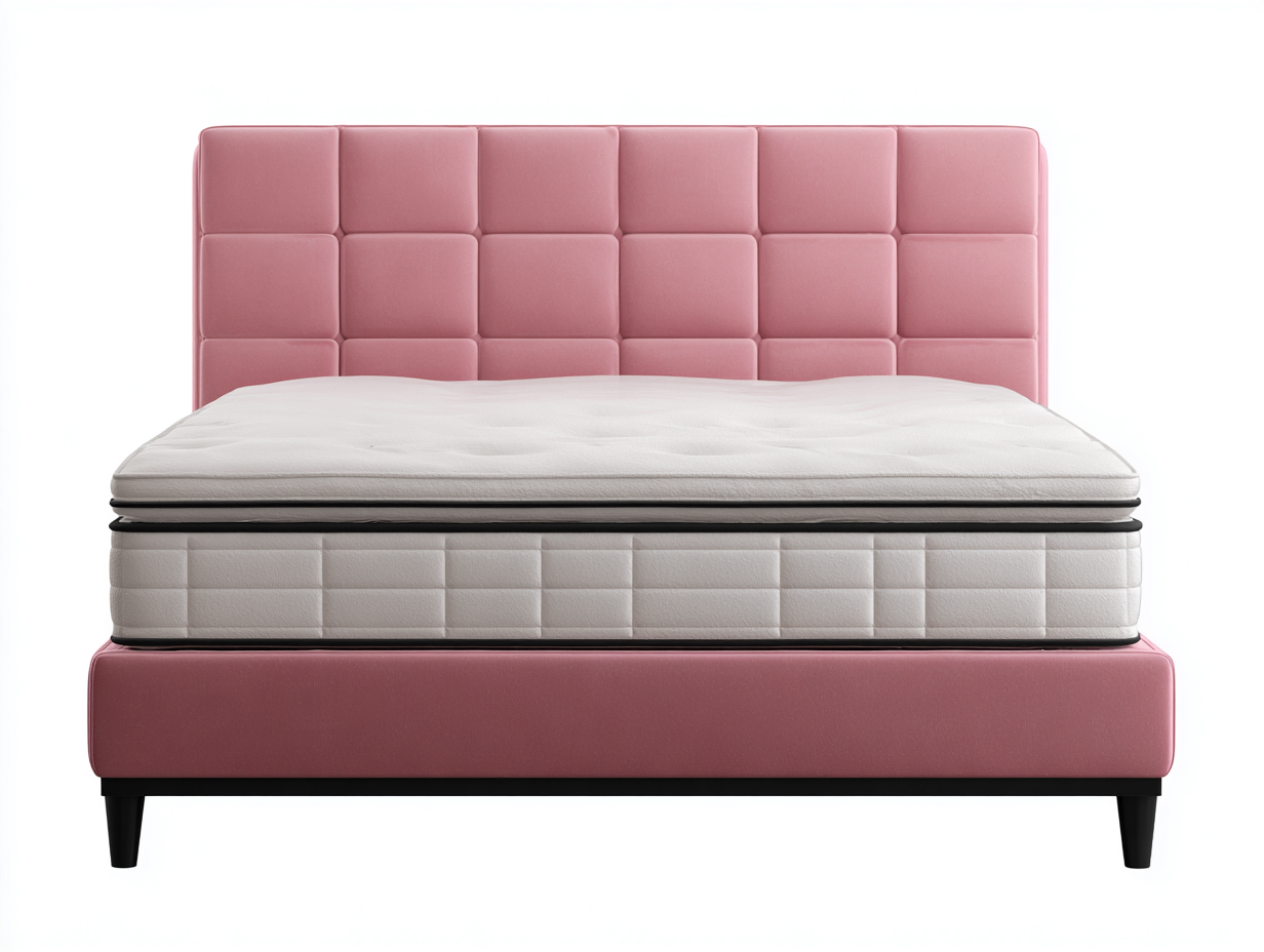 Lit double en tissu 200x160x95 cm - rose - design moderne-Raridadecor