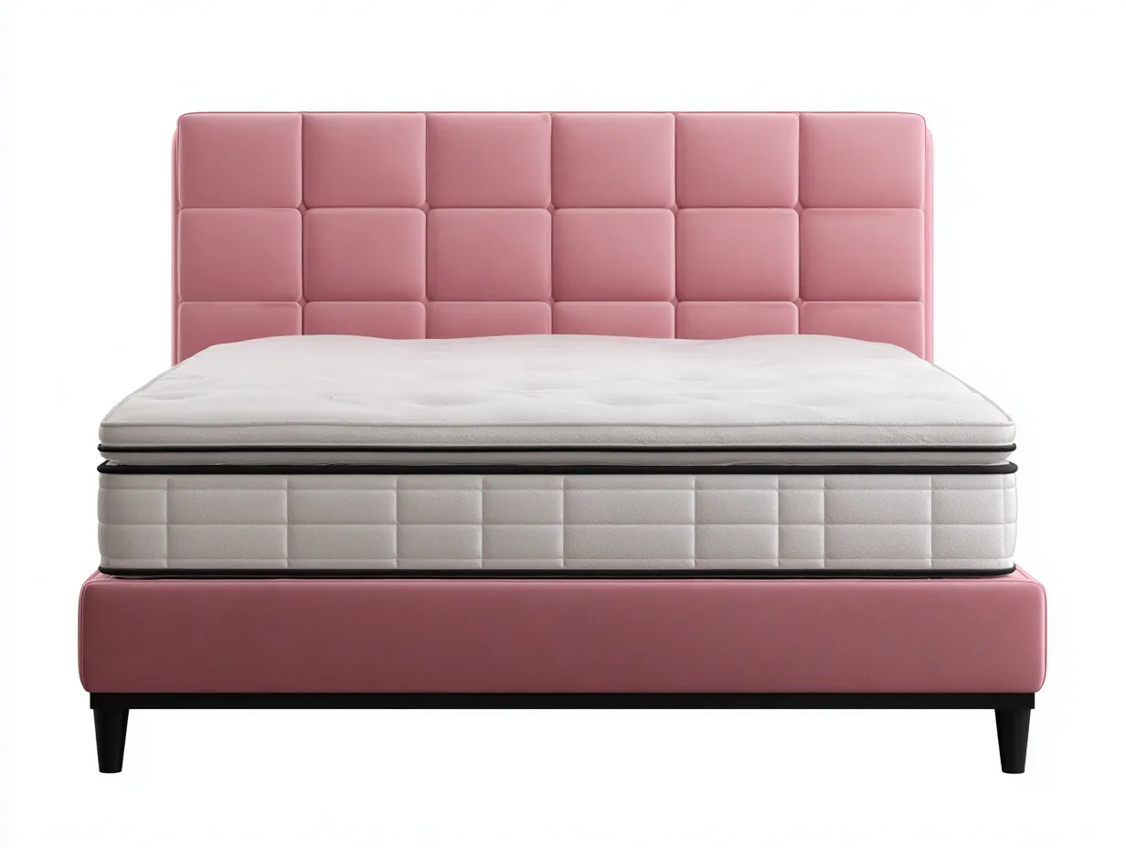 Lit double en tissu 200x160x95 cm - rose - design moderne-Raridadecor