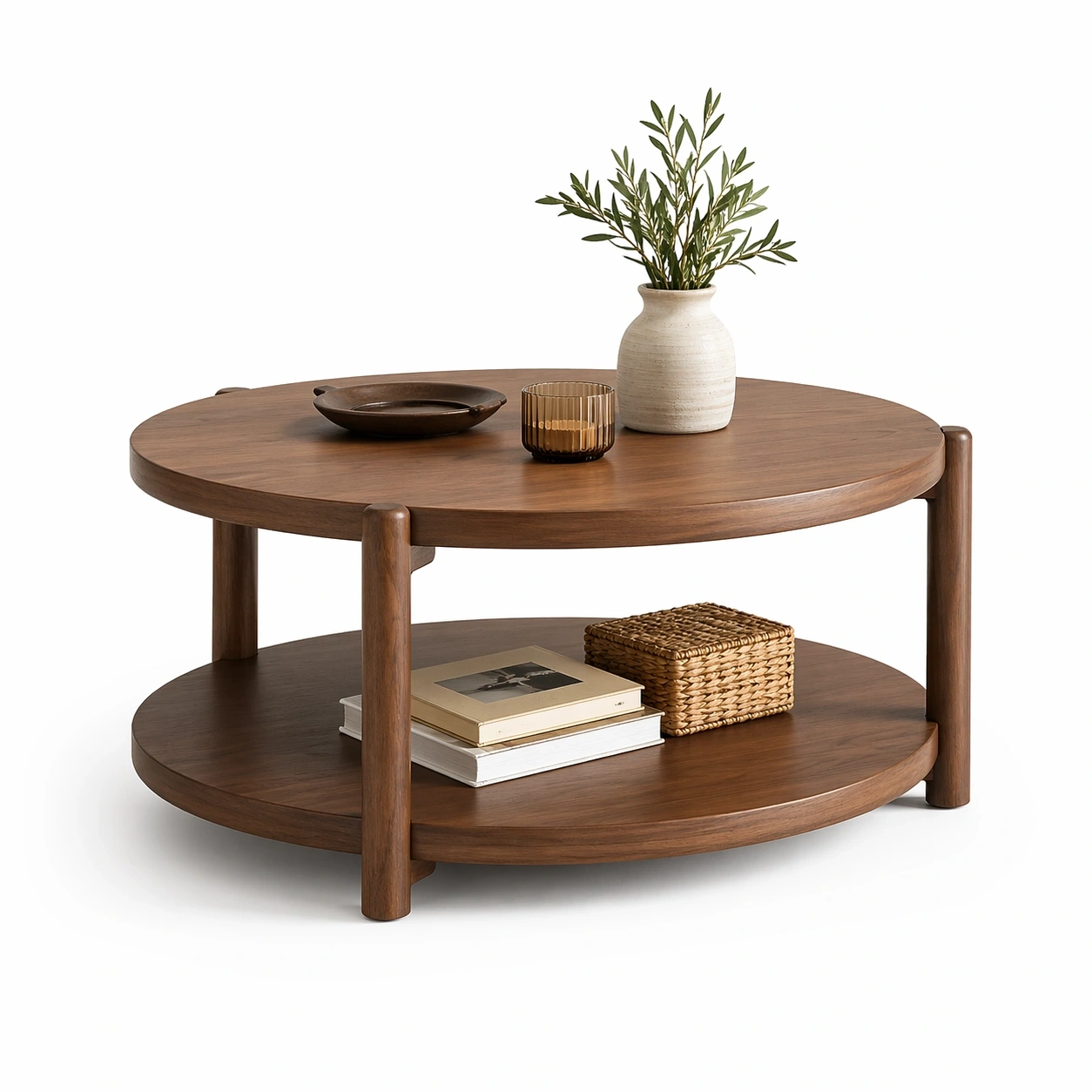 Couchtisch Rund Holz Braun-trivlora