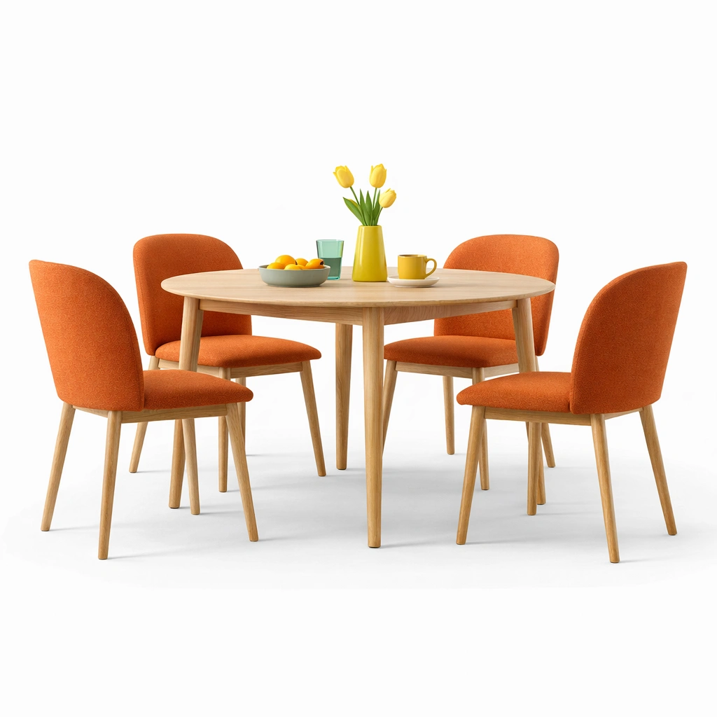 Esstisch Rund Holz Orange Set-trivlora