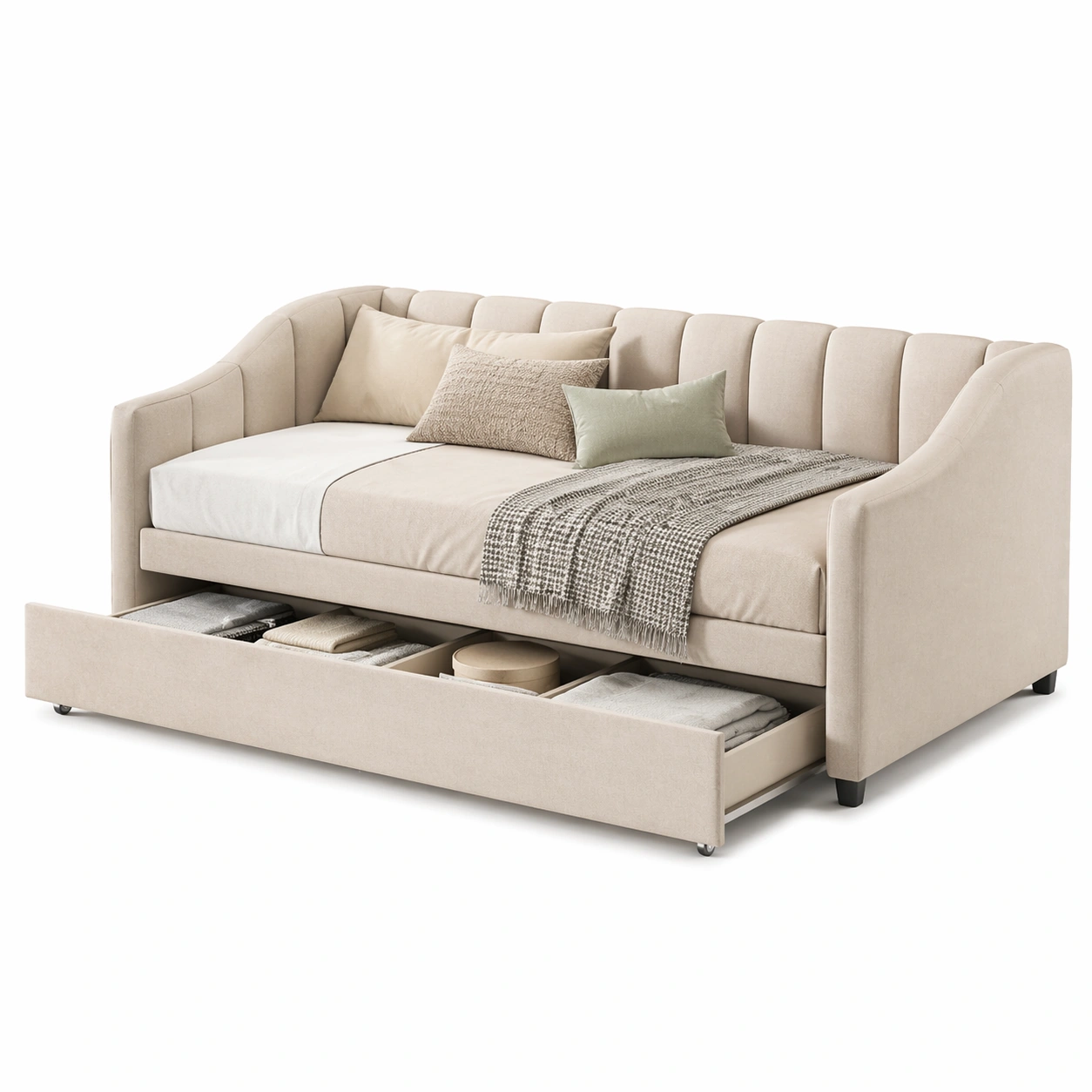 Schlafsofa Mit Schublade Beige-trivlora