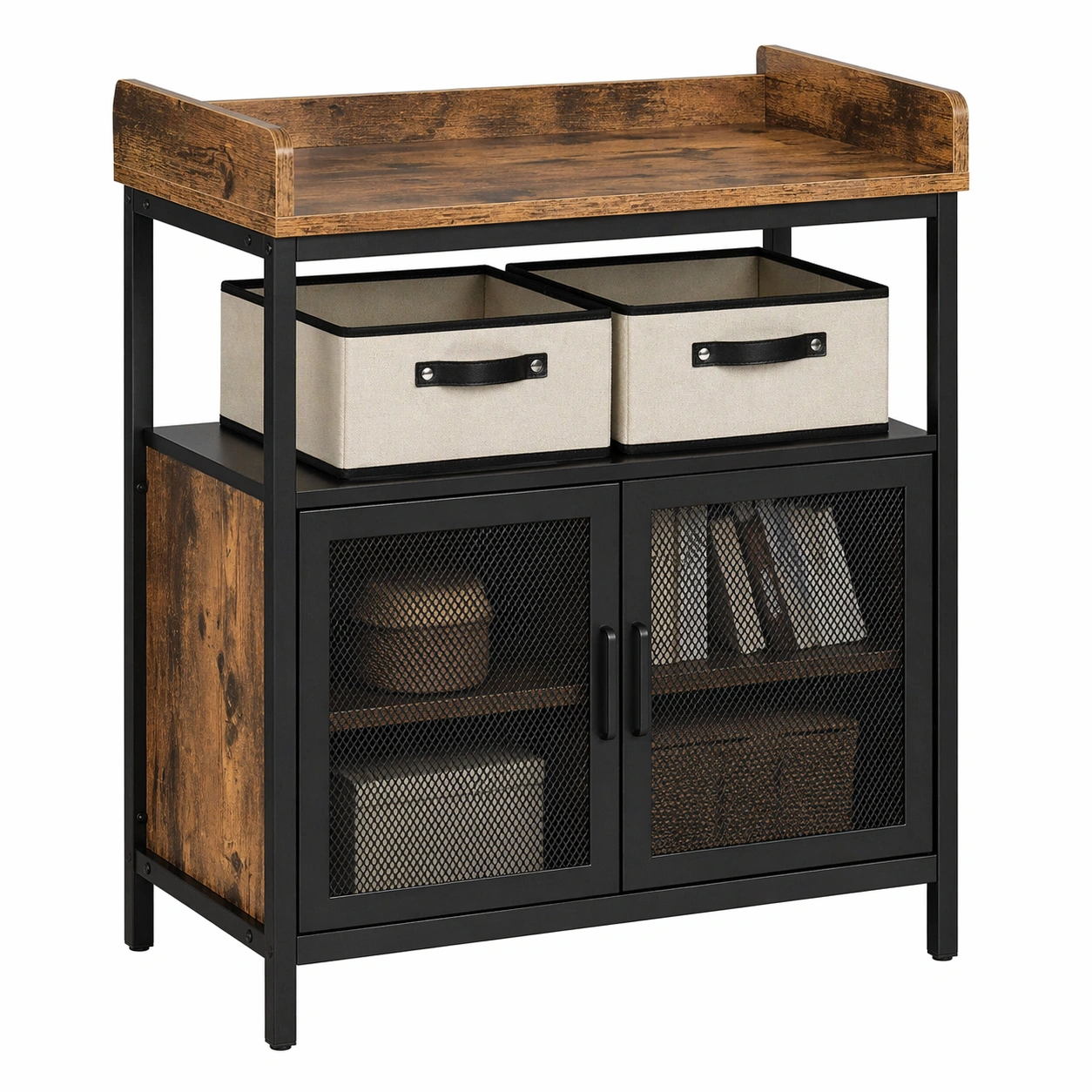 Baby Wickelkommode mit 2 Tueren Wickeltisch Aufsatz Abnehmbar Kommode mit 2 Aufbewahrungsboxen fuer Babyzimmer Wohnzimmer Weiss-rivqira