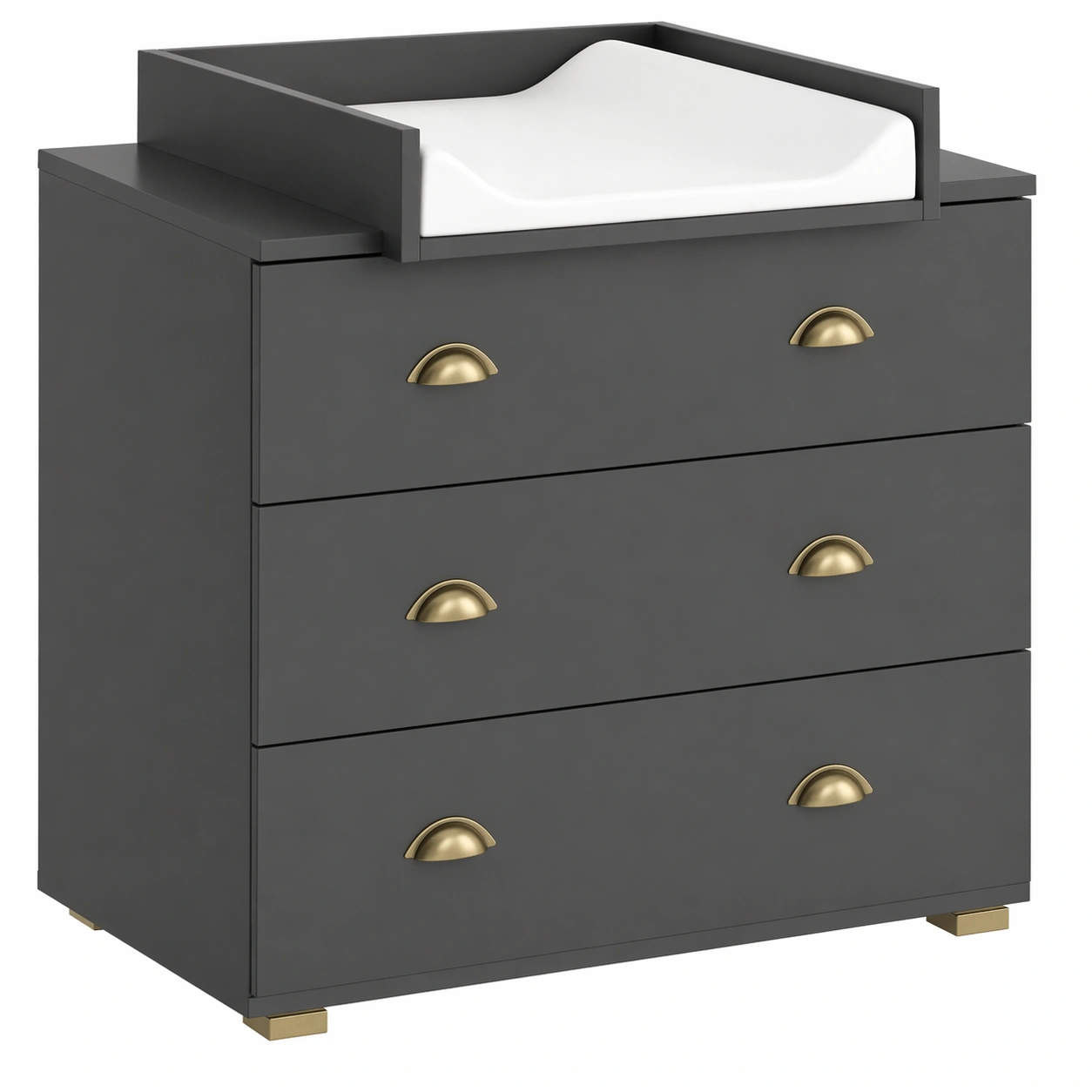 Baby Wickelkommode 3 Schubladen Modern Kommode mit Wickelaufsatz Stauraum Kinderzimmer-rivqira