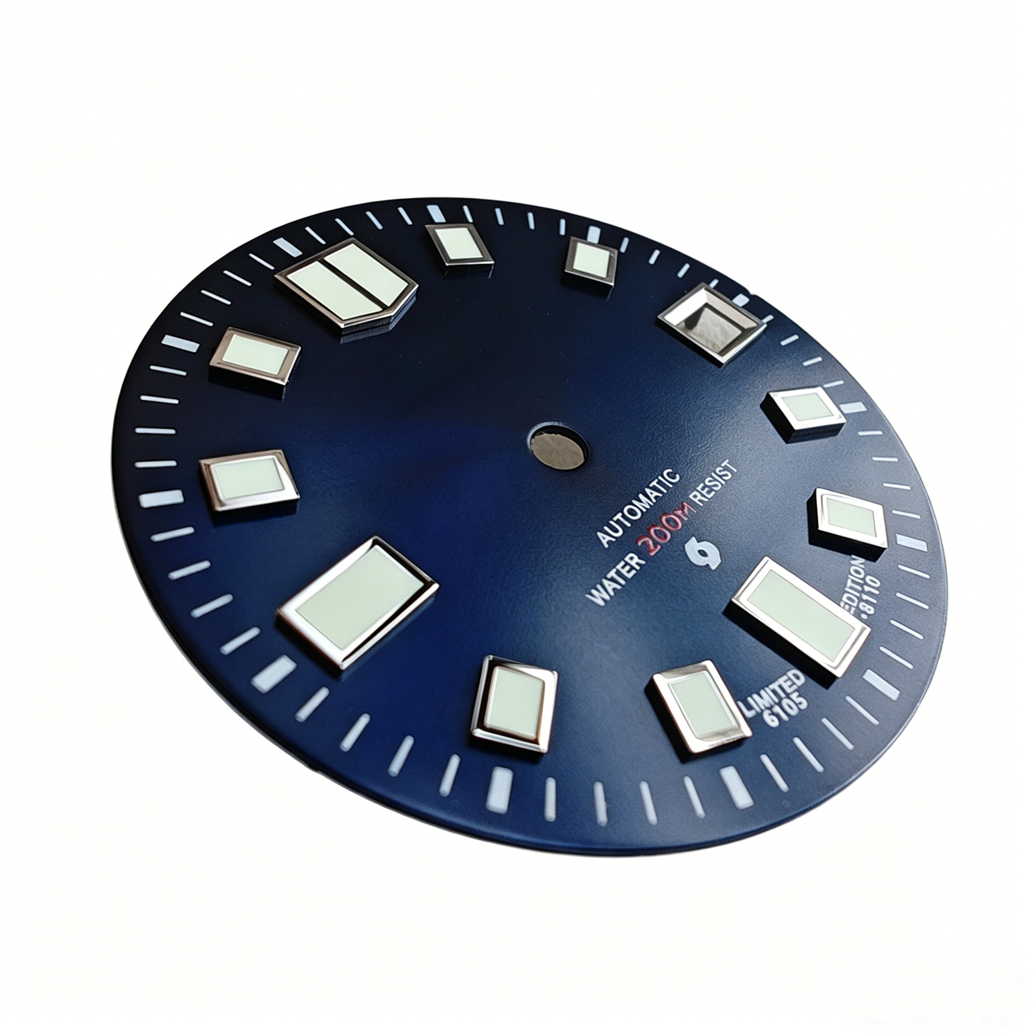 高品质-28.5mm-6105鲍鱼表盘-4.2点位置表冠超级C3绿光蓝色