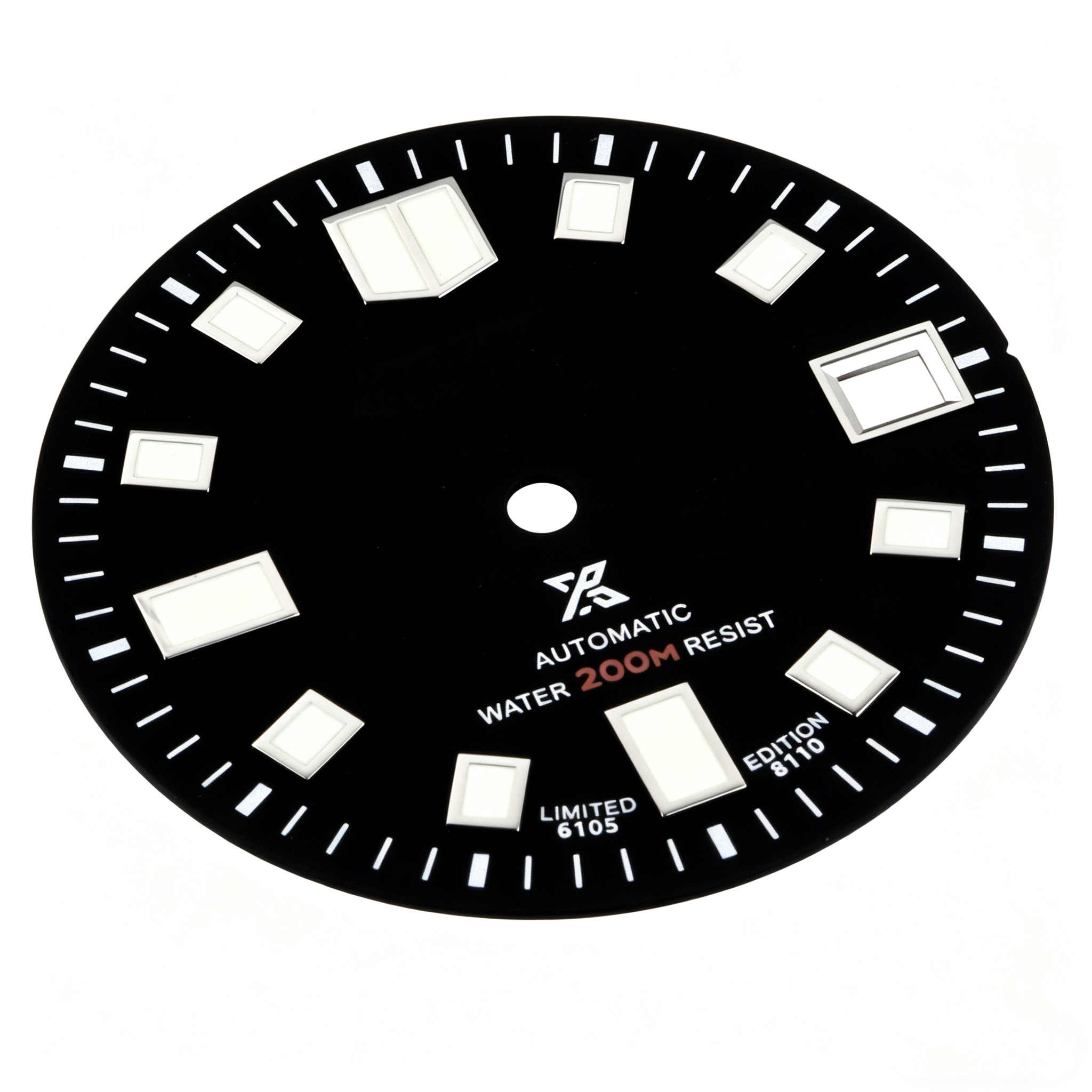 高品质-28.5mm-6105鲍鱼表盘-4.2点位置表冠超级C3绿光黑色B