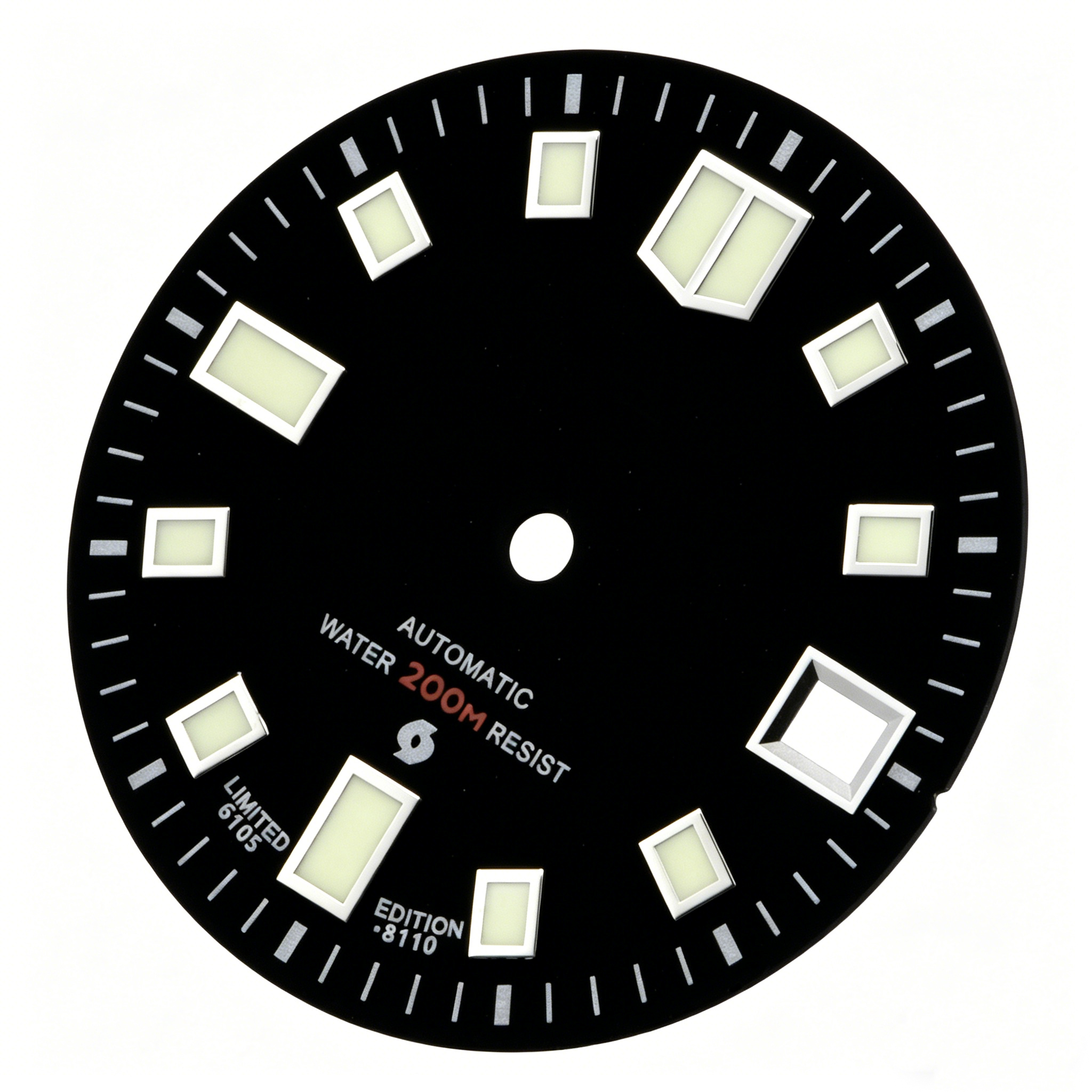 高品质-28.5mm-6105鲍鱼表盘-4.2点位置表冠超级C3绿光黑色A