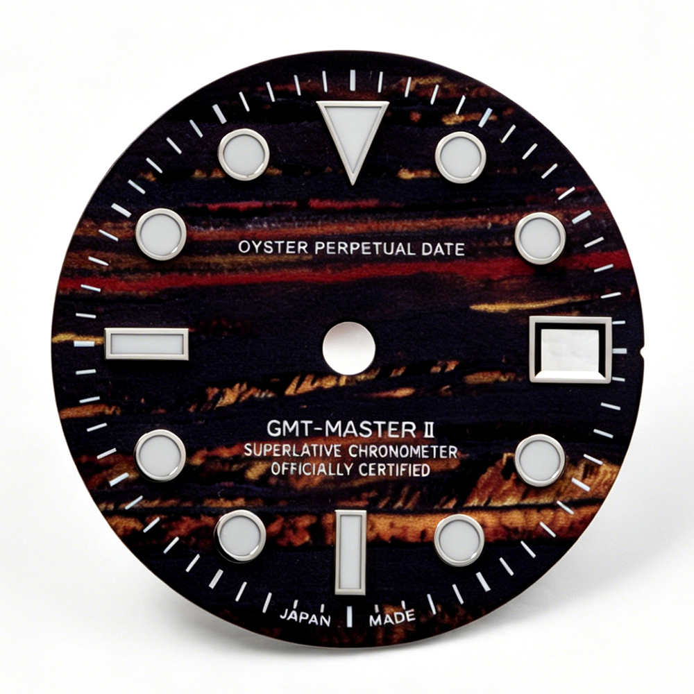 038 Dial Real Silver Nail GMT Dial Blue Luminous 28.5mm Customized s
