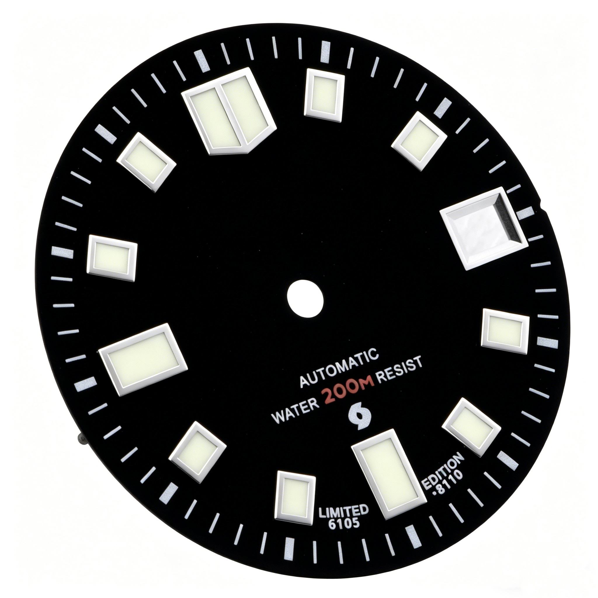 高品质-28.5mm-6105鲍鱼表盘-4.2点位置表冠超级C3绿光黑色A