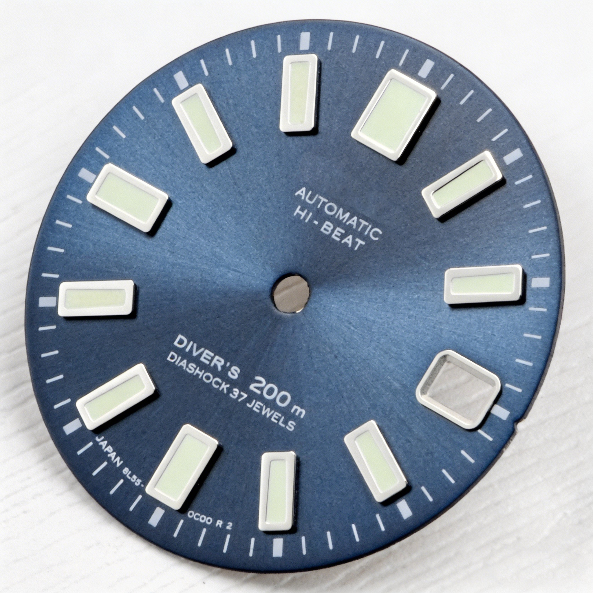 高品质-太阳纹蓝色28.5mm-62MAS元祖表盘3点/3.8点位置表冠超级C3绿光