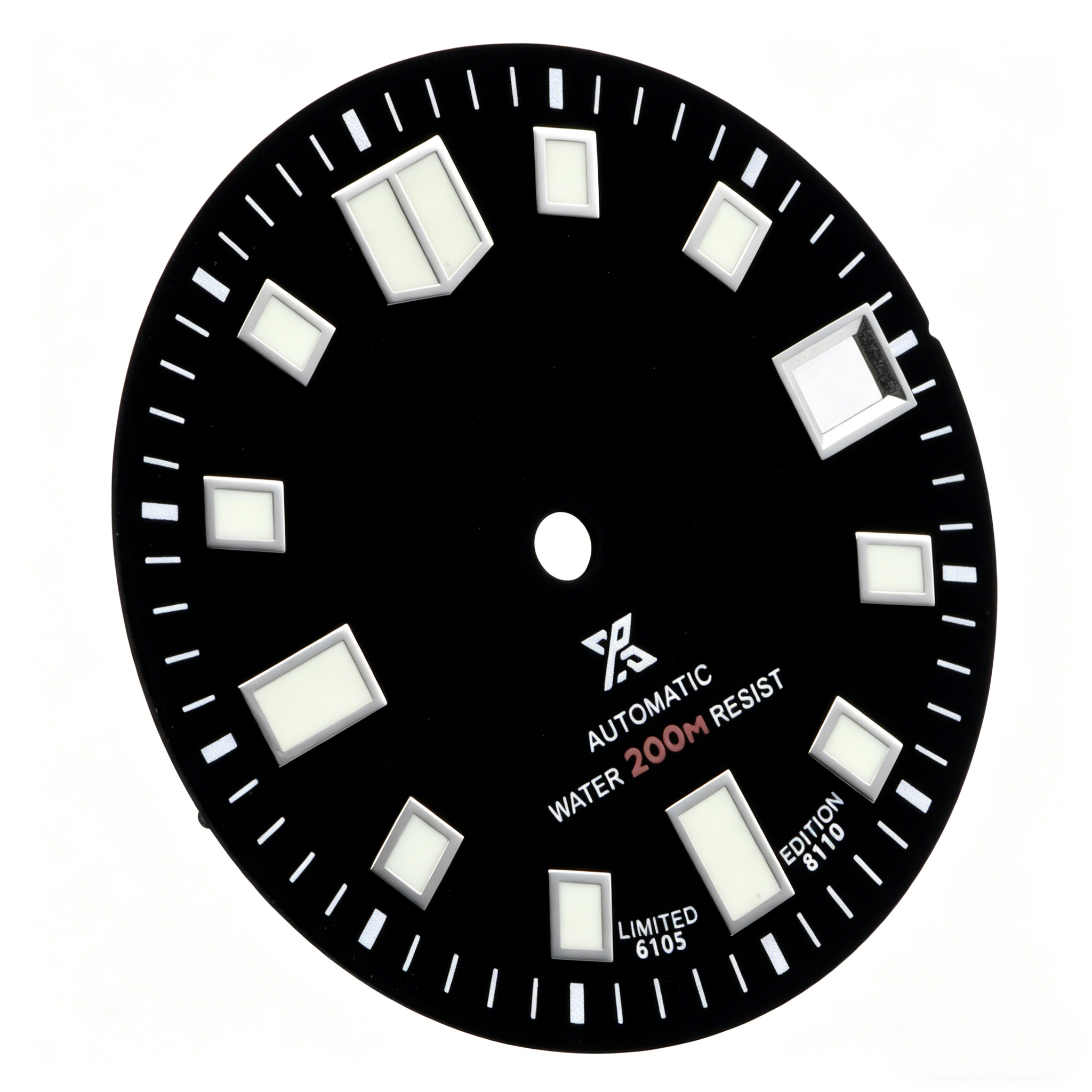 高品质-28.5mm-6105鲍鱼表盘-4.2点位置表冠超级C3绿光黑色B