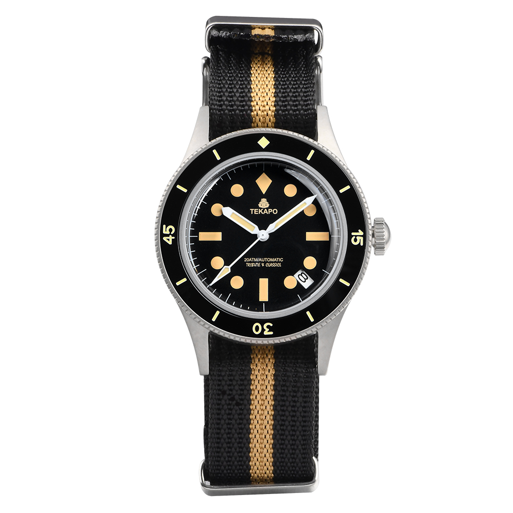 TEKAPO Retro Series Fifty Fatho Bubble Mirror Watch Japan NH35A Mechanical Movement 20BAR Waterproof Watch Sapphire Canvas Strap