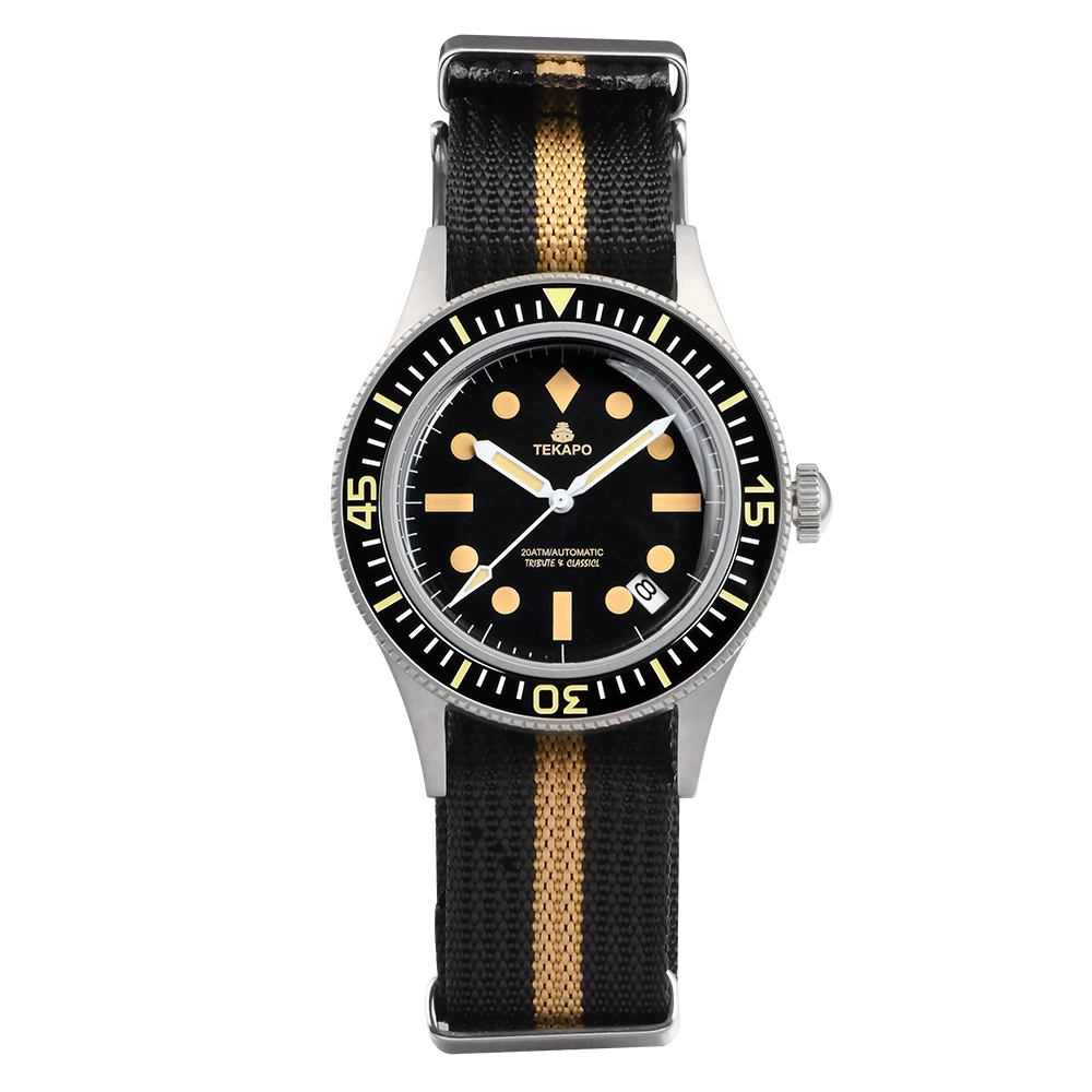 TEKAPO Retro Series Fifty Fatho Bubble Mirror Watch Japan NH35A Mechanical Movement 20BAR Waterproof Watch Sapphire Canvas Strap