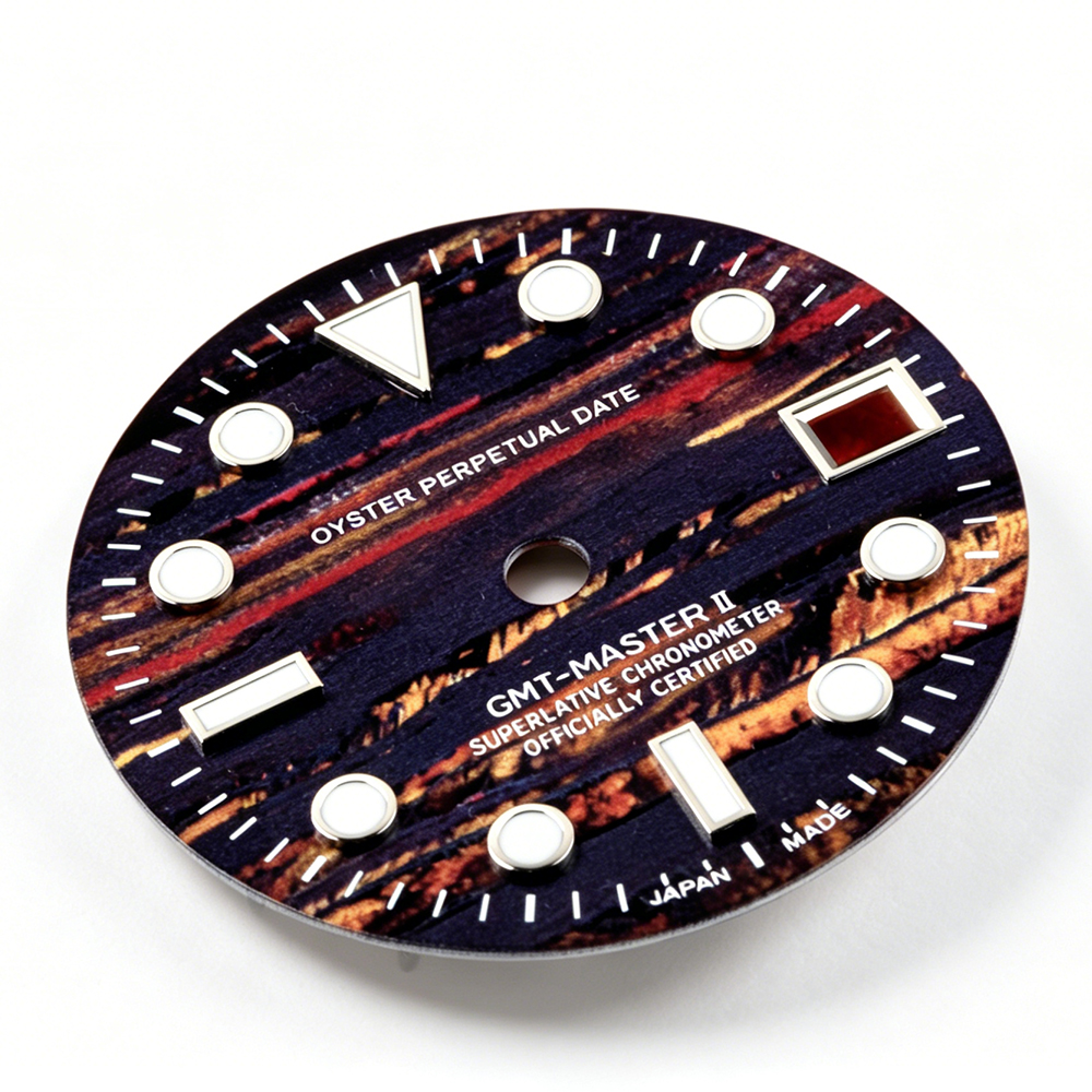 038 Dial Real Silver Nail GMT Dial Blue Luminous 28.5mm Customized s