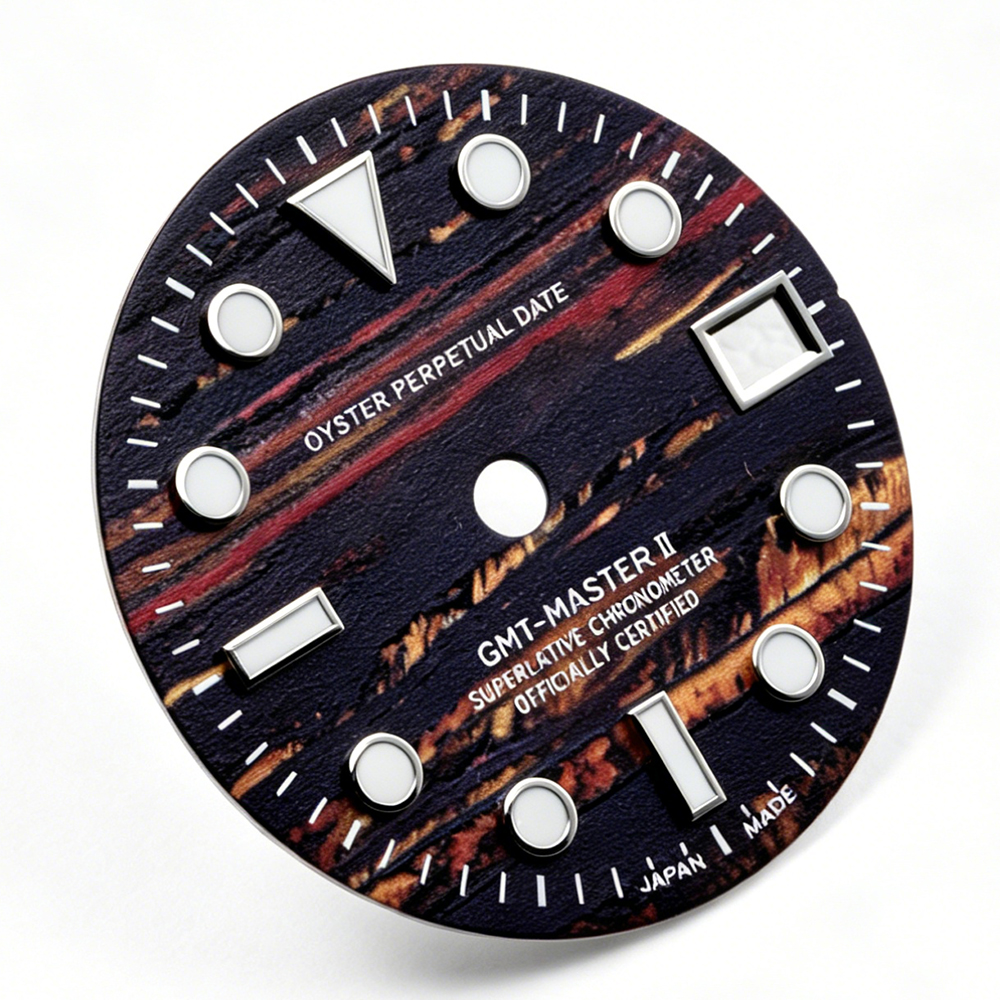 038 Dial Real Silver Nail GMT Dial Blue Luminous 28.5mm Customized s
