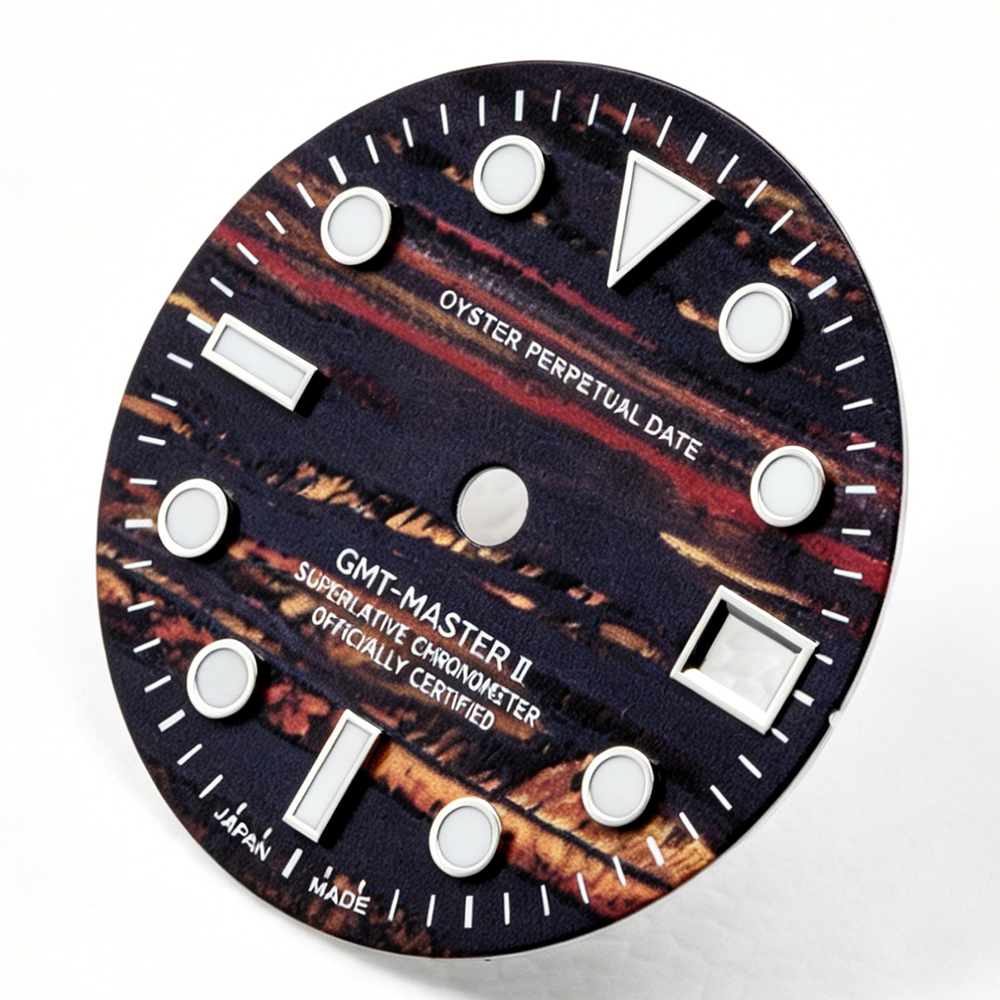 038 Dial Real Silver Nail GMT Dial Blue Luminous 28.5mm Customized s