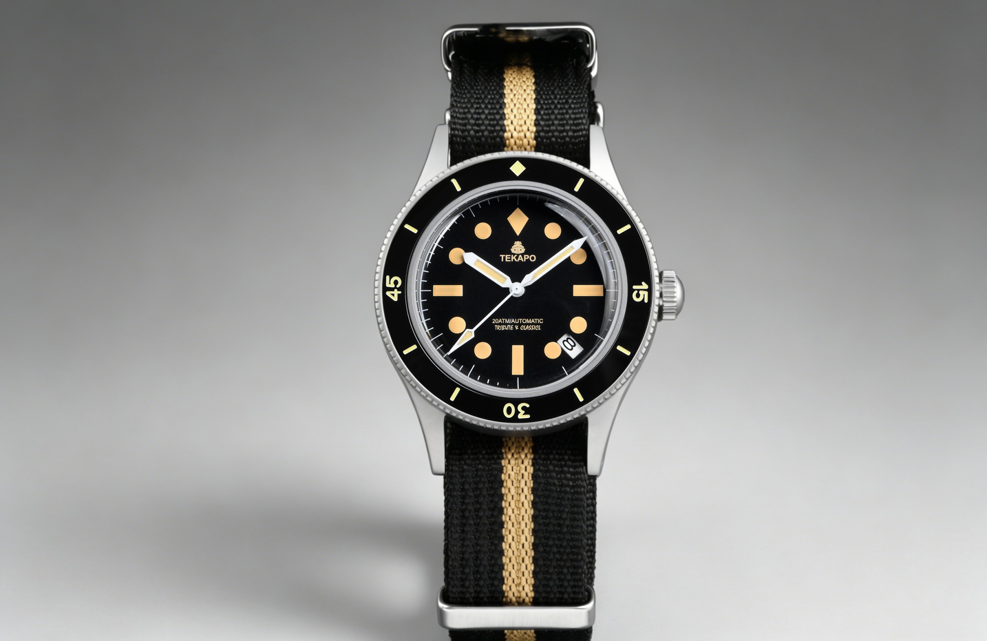 TEKAPO Retro Series Fifty Fatho Bubble Mirror Watch Japan NH35A Mechanical Movement 20BAR Waterproof Watch Sapphire Canvas Strap