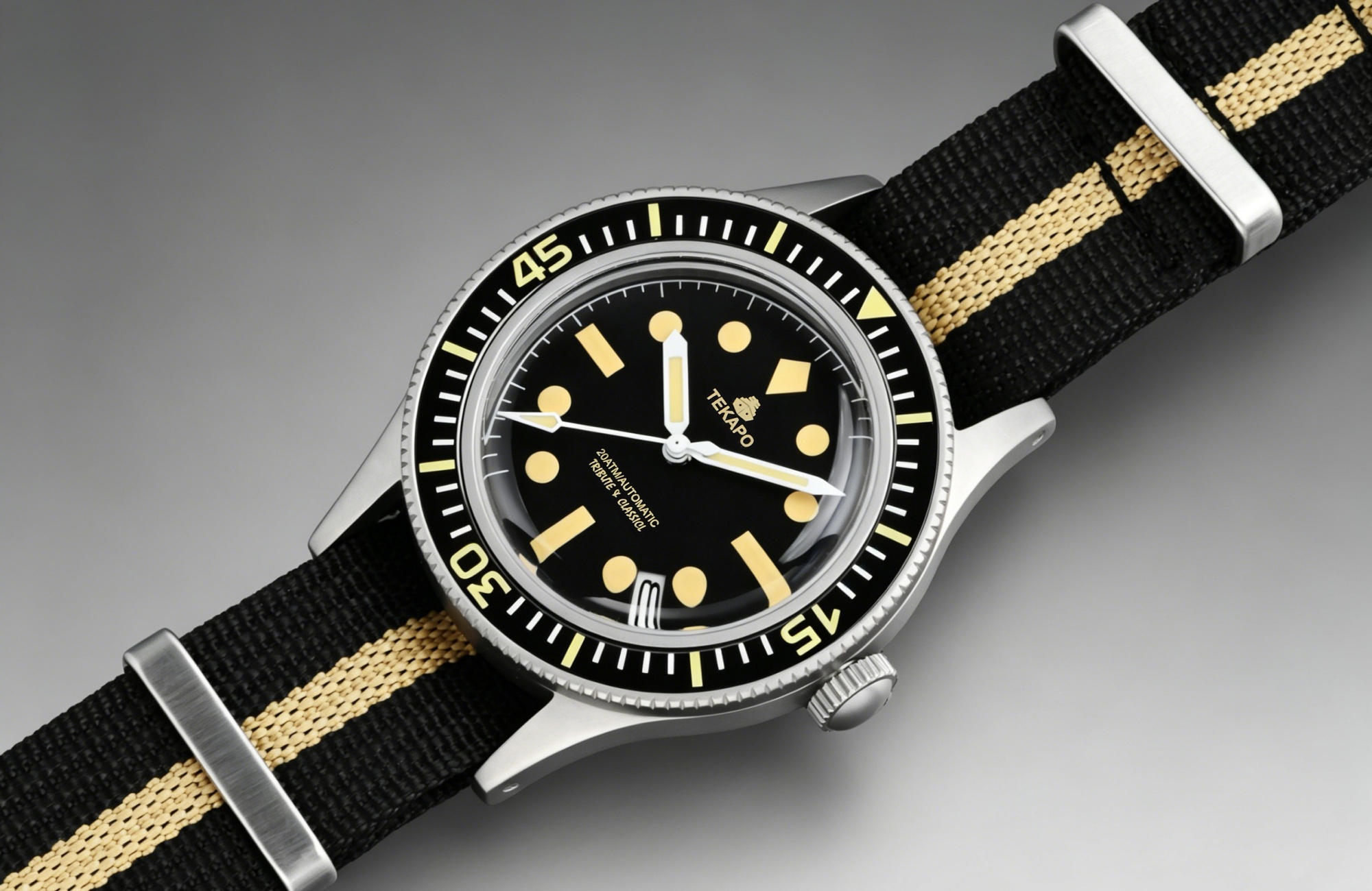 TEKAPO Retro Series Fifty Fatho Bubble Mirror Watch Japan NH35A Mechanical Movement 20BAR Waterproof Watch Sapphire Canvas Strap
