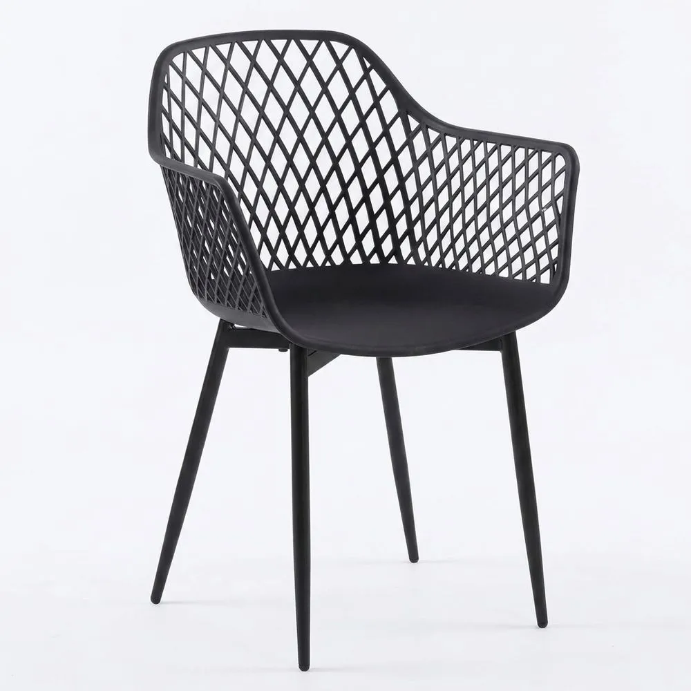 Conjunto de 6 sillas para jardín con reposabrazos reclinables, capacidad 120 kg, color negro