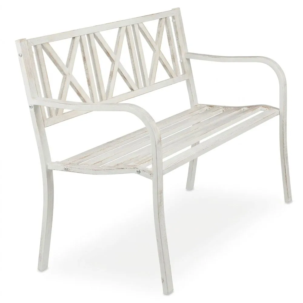 Banco de jardín de acero para exteriores de 2 plazas