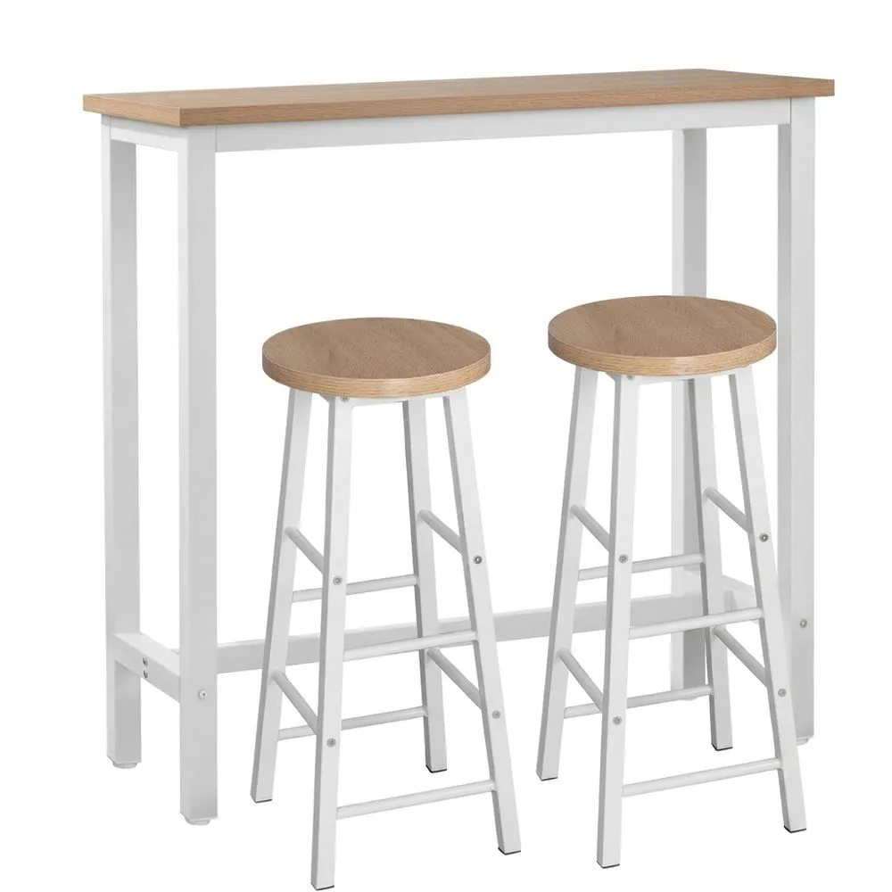 Mesa Alta de Cocina con 2 Taburetes, Set de Comedor para Barra o Isla