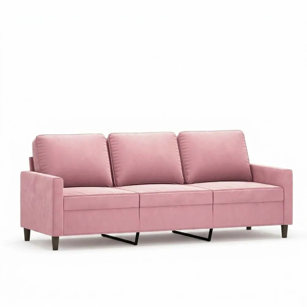 Sofá de Terciopelo Rosa de 3 Plazas 180 cm