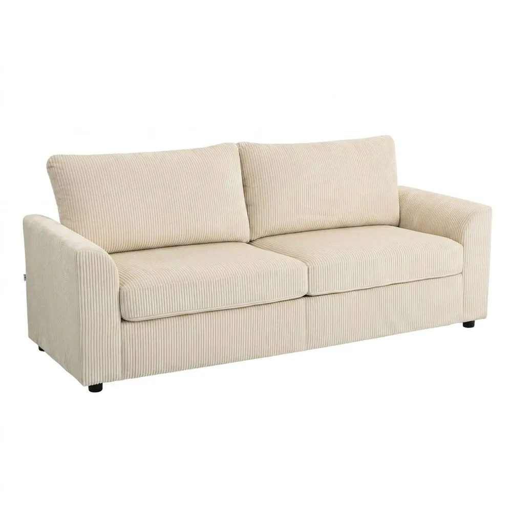 Sofá de 3 plazas con cojines y diseño moderno en crema