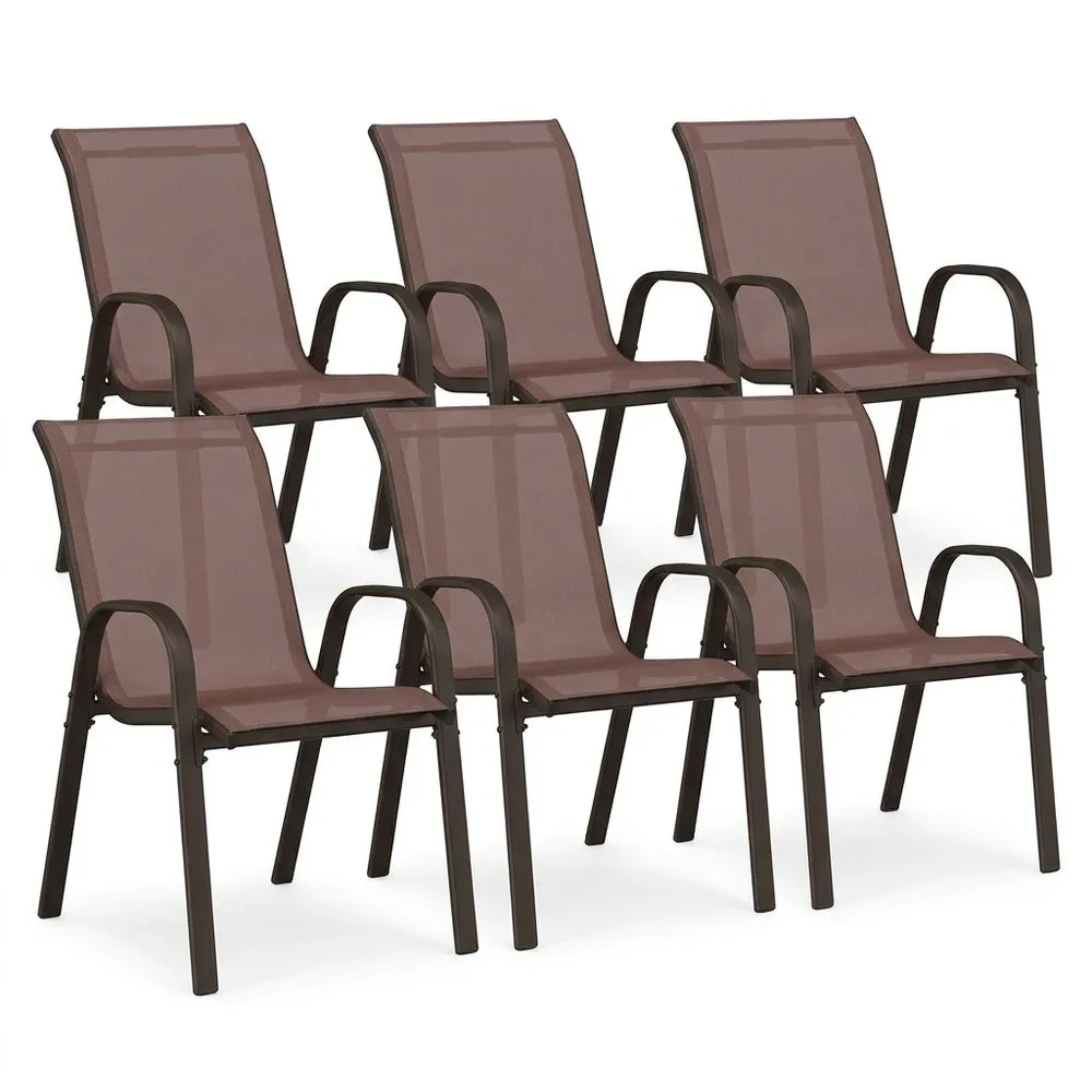 Sillas de Jardín Apilables para Exterior Marrones