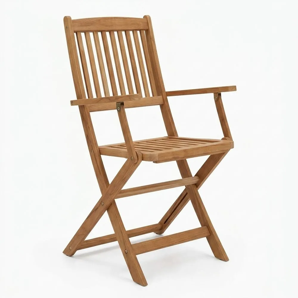 Sillas de Jardín de Madera de Acacia Plegables con Cojines Reclinables