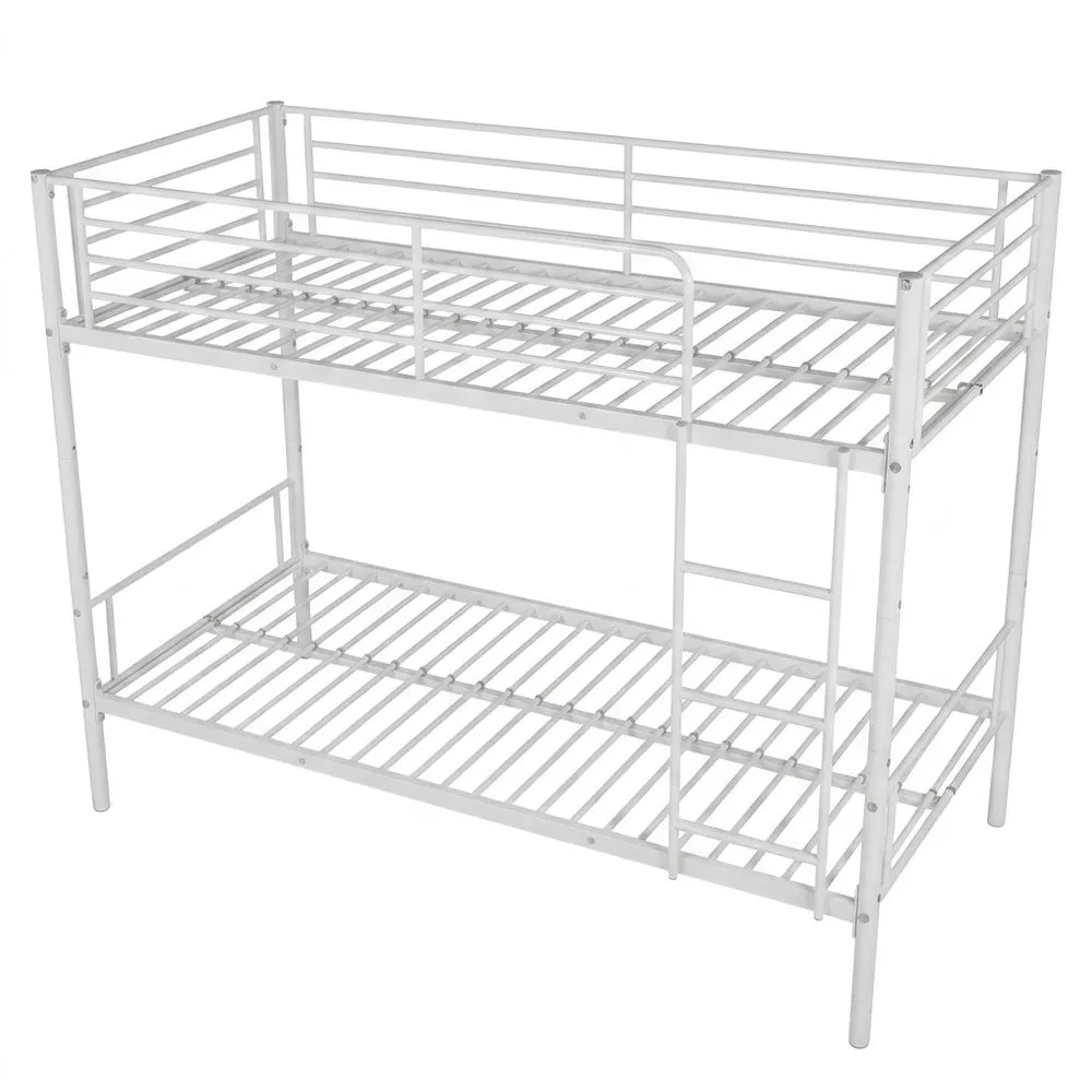Litera de Metal – Marco de Acero Reforzado con Base de Lamas, Barandilla de Seguridad y Escalera, Diseño Industrial Ideal para Dormitorios Compartidos 90 x 190 cm
