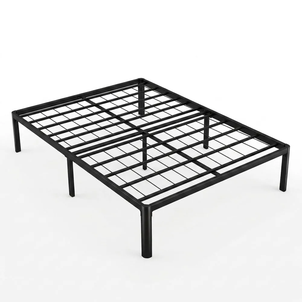 Estructura de Cama Queen 150x200 cm con Listones de Metal y Espacio de Almacenamiento
