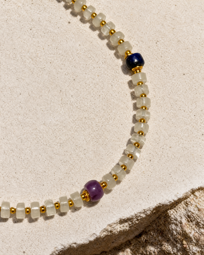 Heritage West Asian Banded Agate & Natural Crystal Necklace | Manifestation & Alignment Anchor