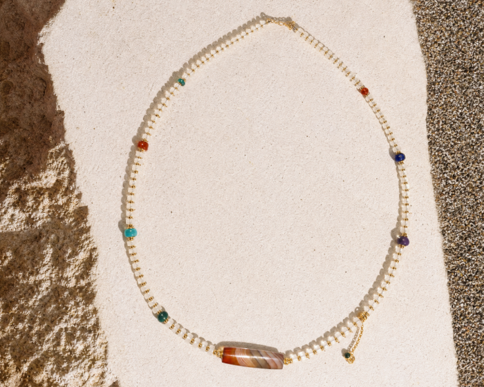 Heritage West Asian Banded Agate & Natural Crystal Necklace | Manifestation & Alignment Anchor