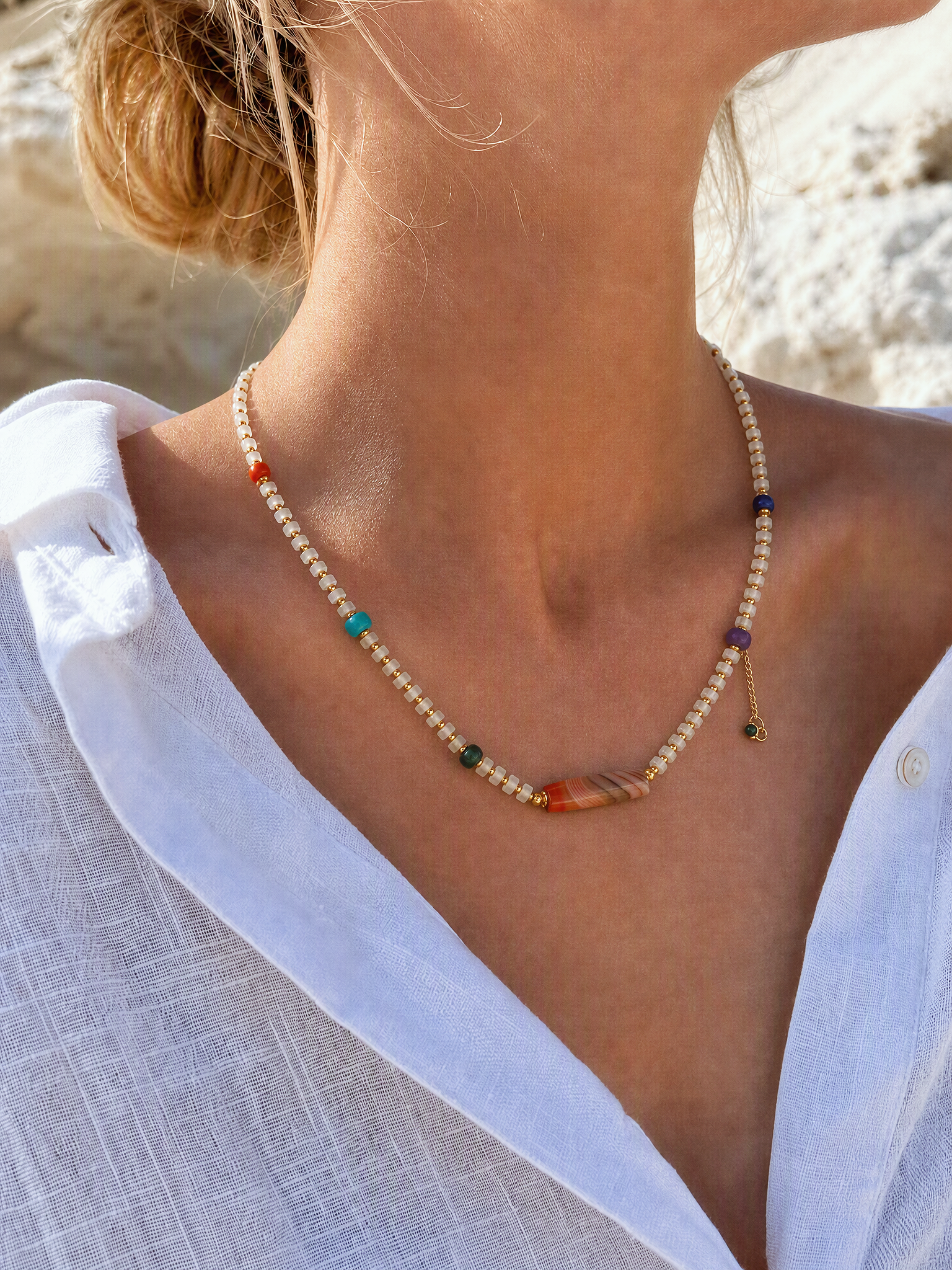 Antique West Asian Banded Agate & Natural Crystal Necklace | 100-Year Heirloom Wealth Amulet