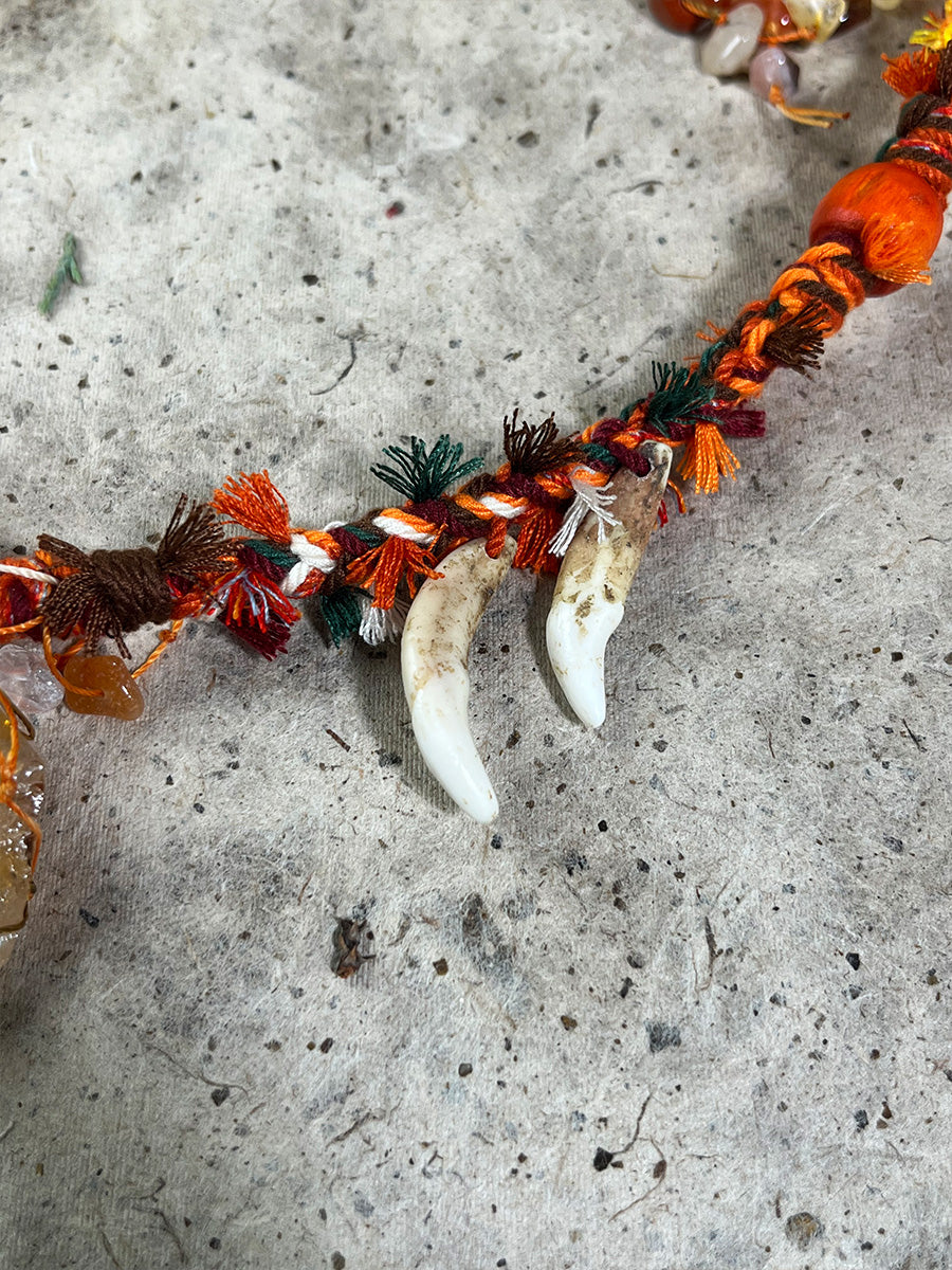 Tibetan Braided Citrine Bone Tassel Necklace-the8thknot