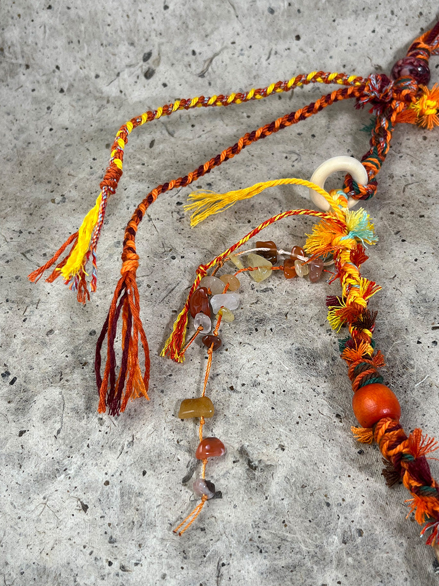 Tibetan Braided Citrine Bone Tassel Necklace-the8thknot