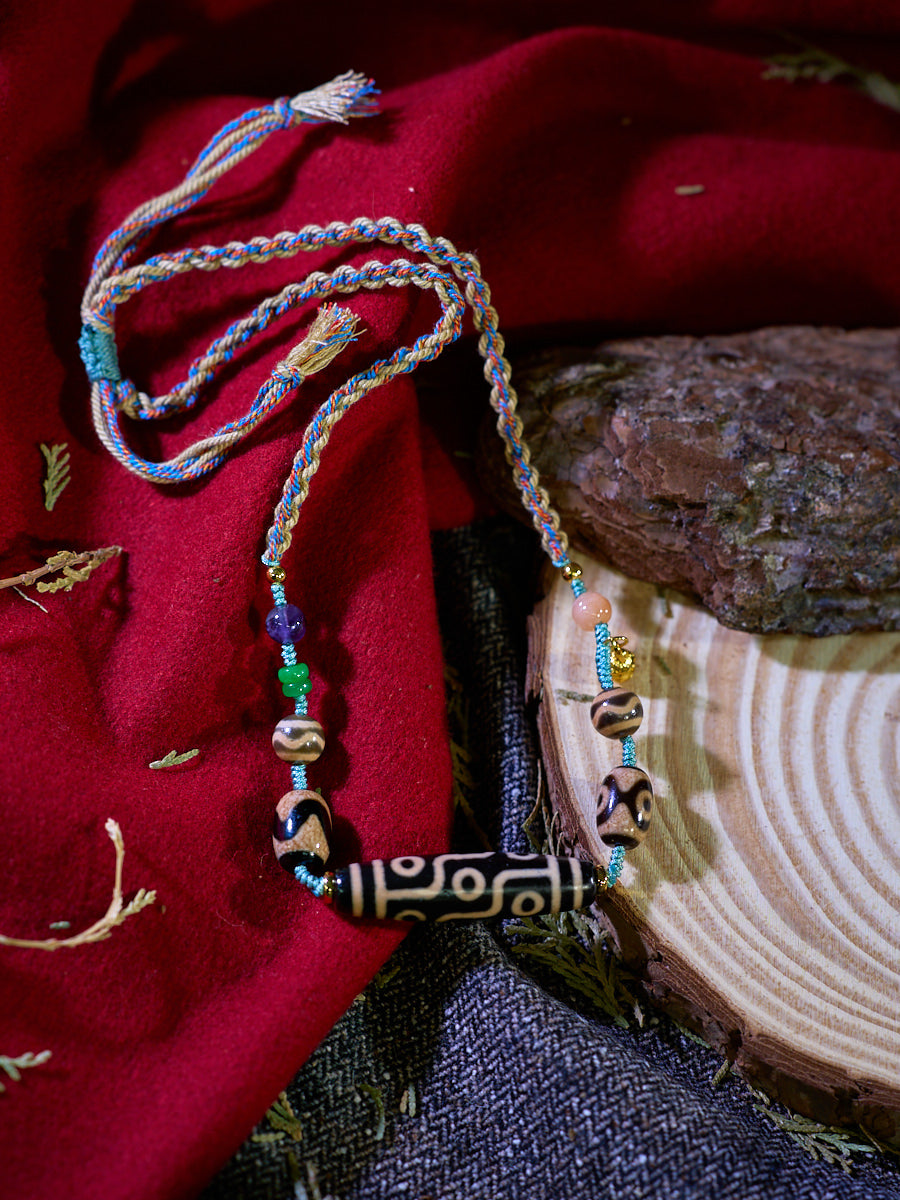 Fortune Nine-Eyed Dzi Necklace