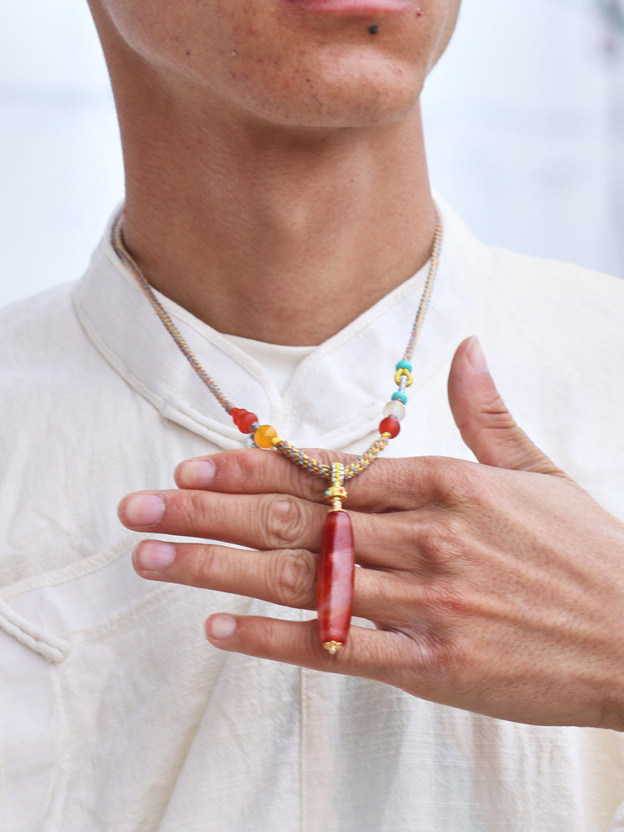 Spiritual Energy Five Eyes Dzi Beads Necklace