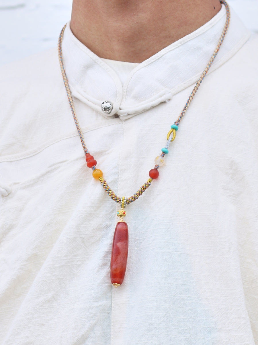 Spiritual Energy Five Eyes Dzi Beads Necklace