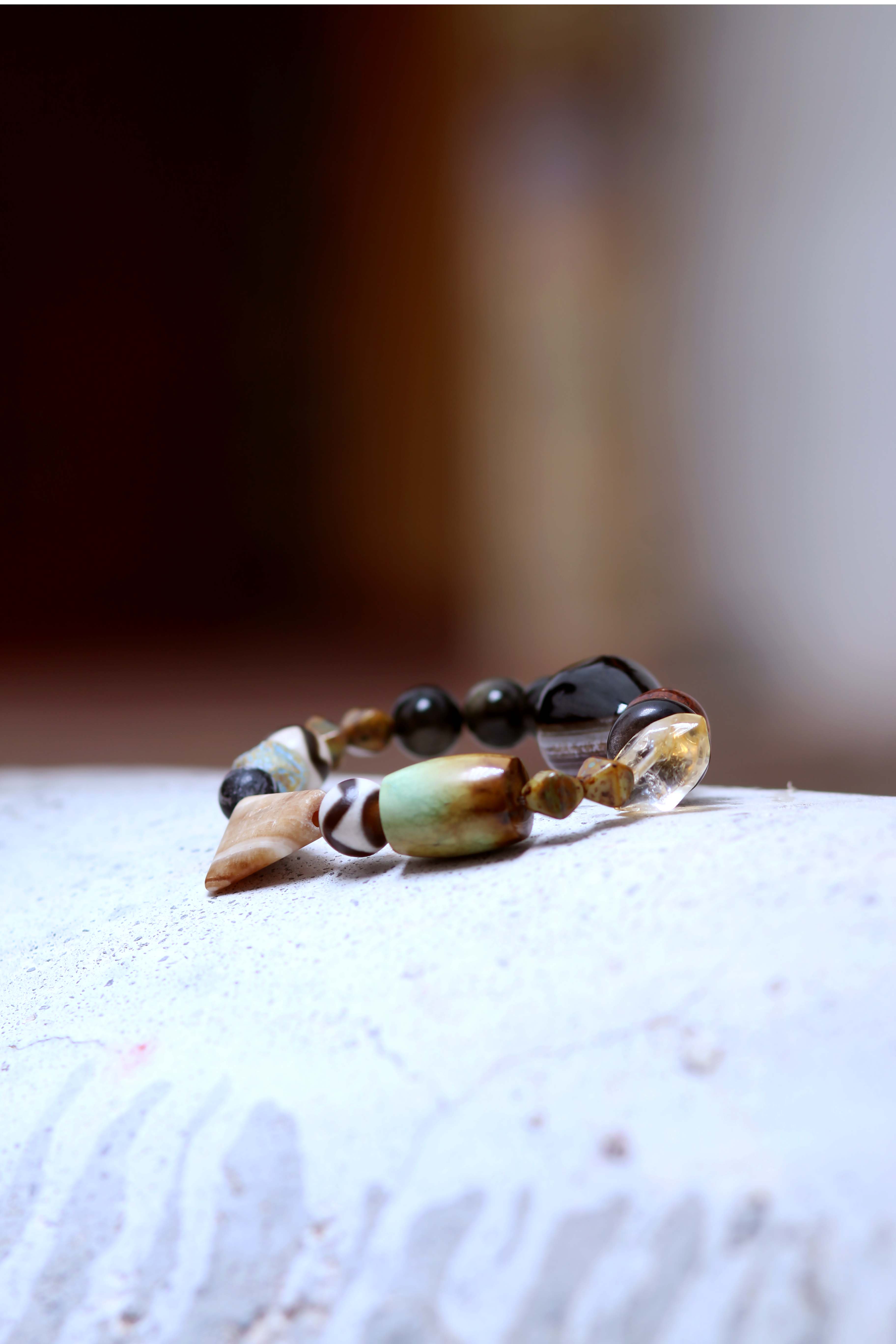 Sheep-Eye Agate Turquoise Horn Multi-Stone Bracelet-the8thknot