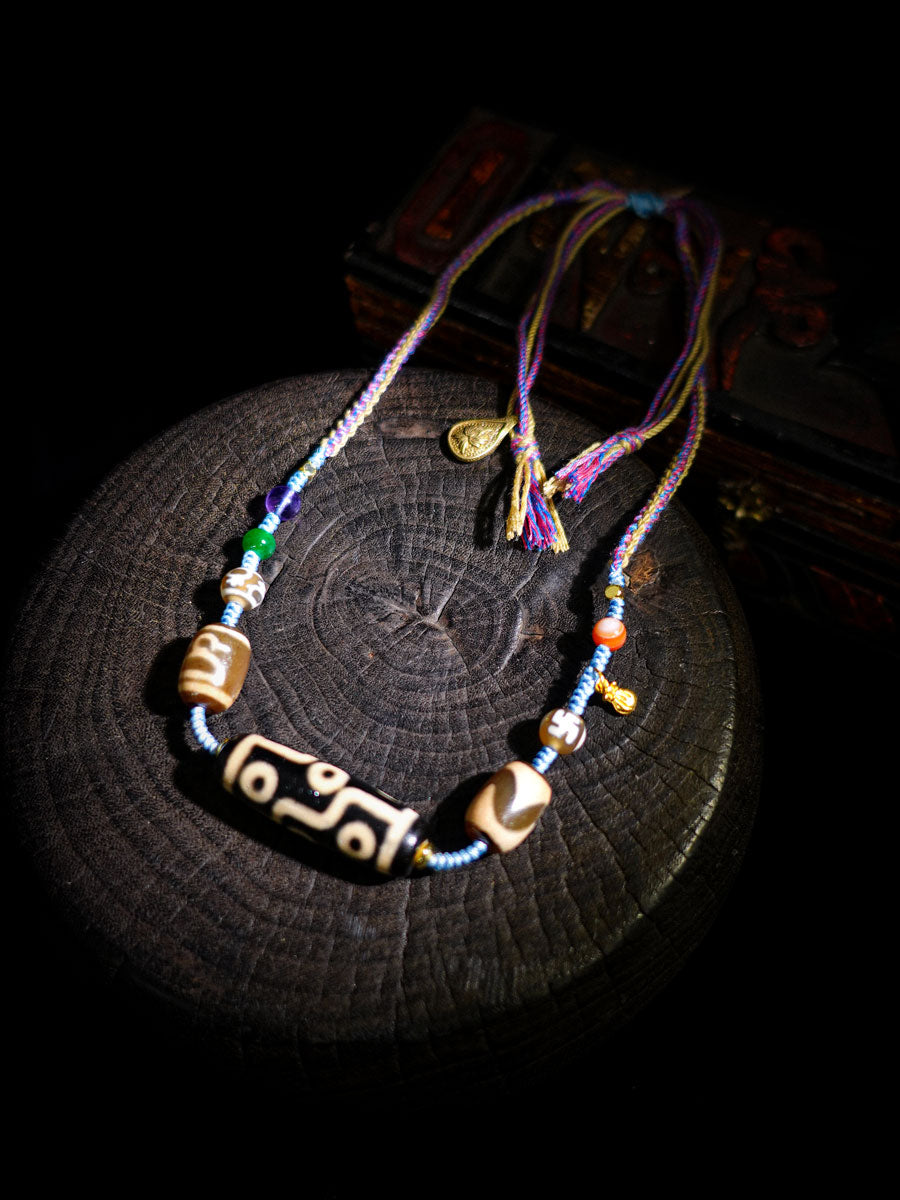 Fortune Nine-Eyed Dzi Necklace