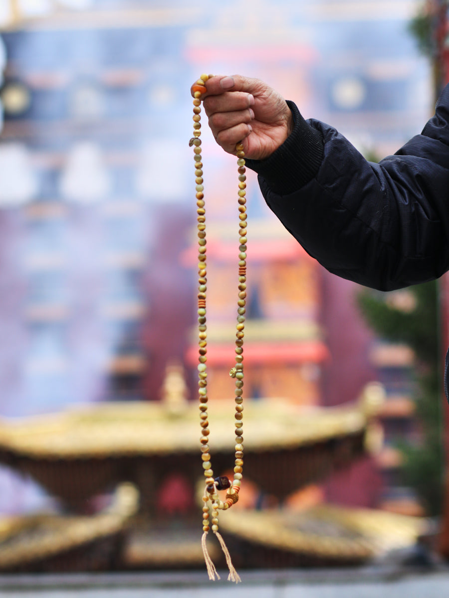 Tibetan Wealth Tiger Eye & Amber Necklace-the8thknot