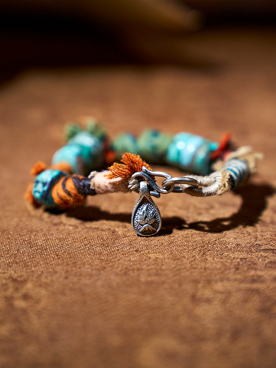 Wrapped Earth Turquoise Sterling Silver Charm Bracelet-the8thknot
