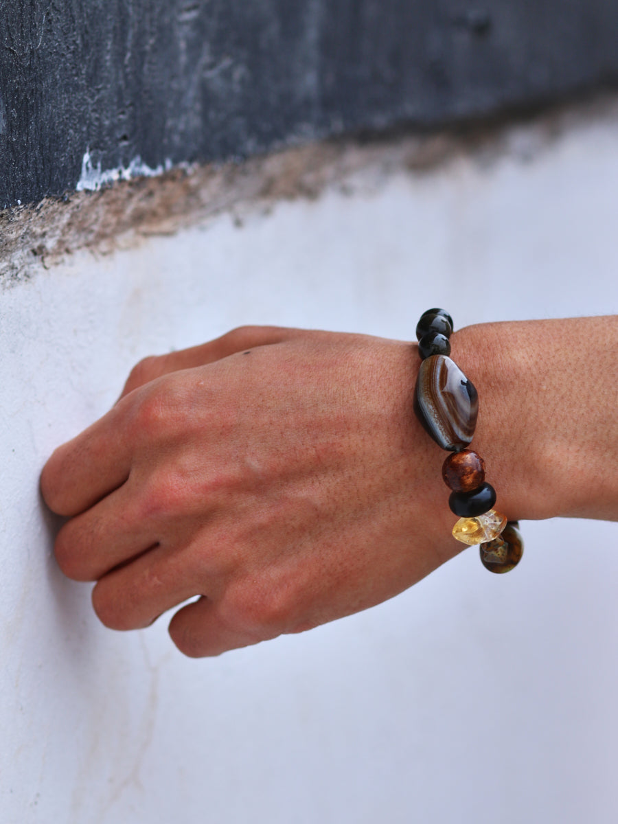 Sheep-Eye Agate Turquoise Horn Multi-Stone Bracelet-the8thknot