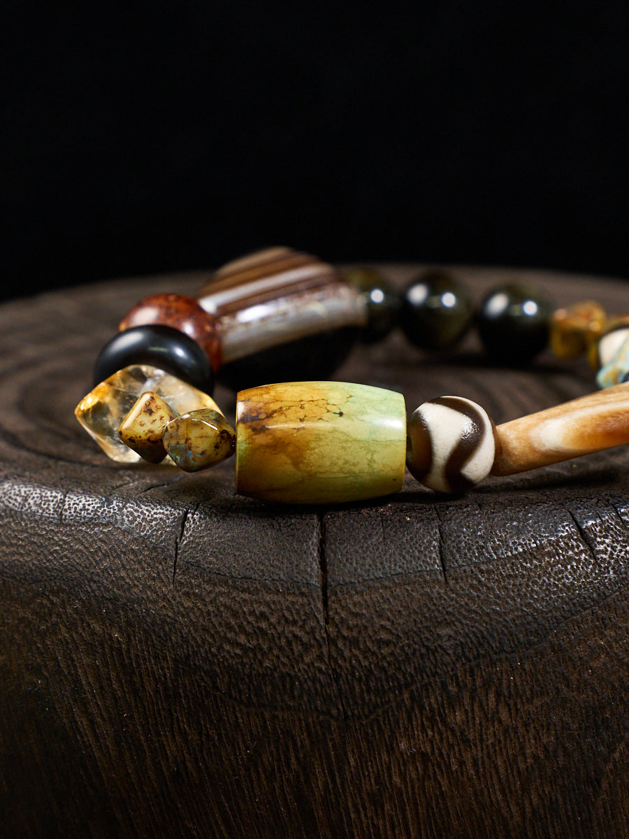 Sheep-Eye Agate Turquoise Horn Multi-Stone Bracelet-the8thknot