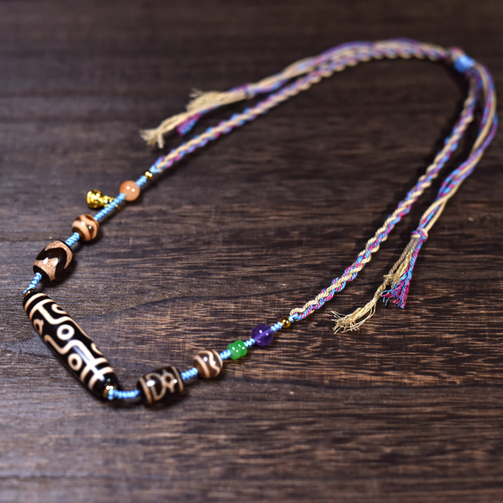 Fortune Nine-Eyed Dzi Necklace