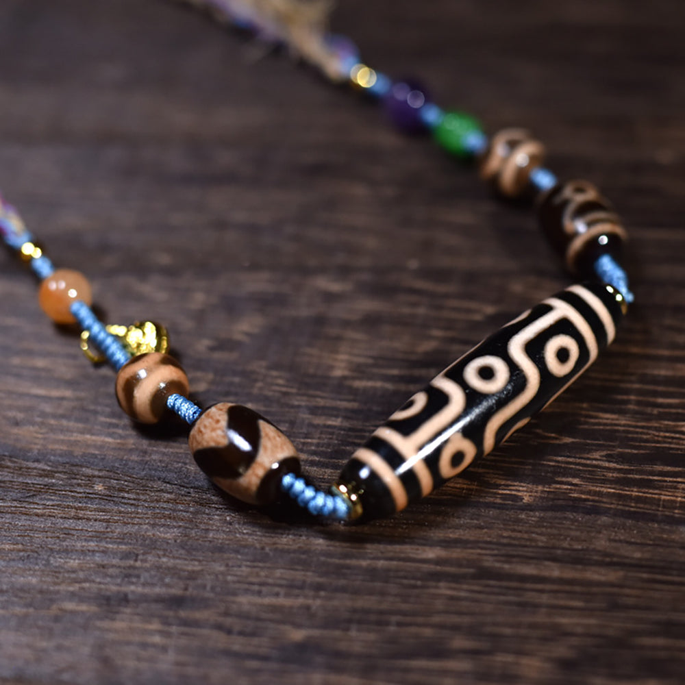 Fortune Nine-Eyed Dzi Necklace