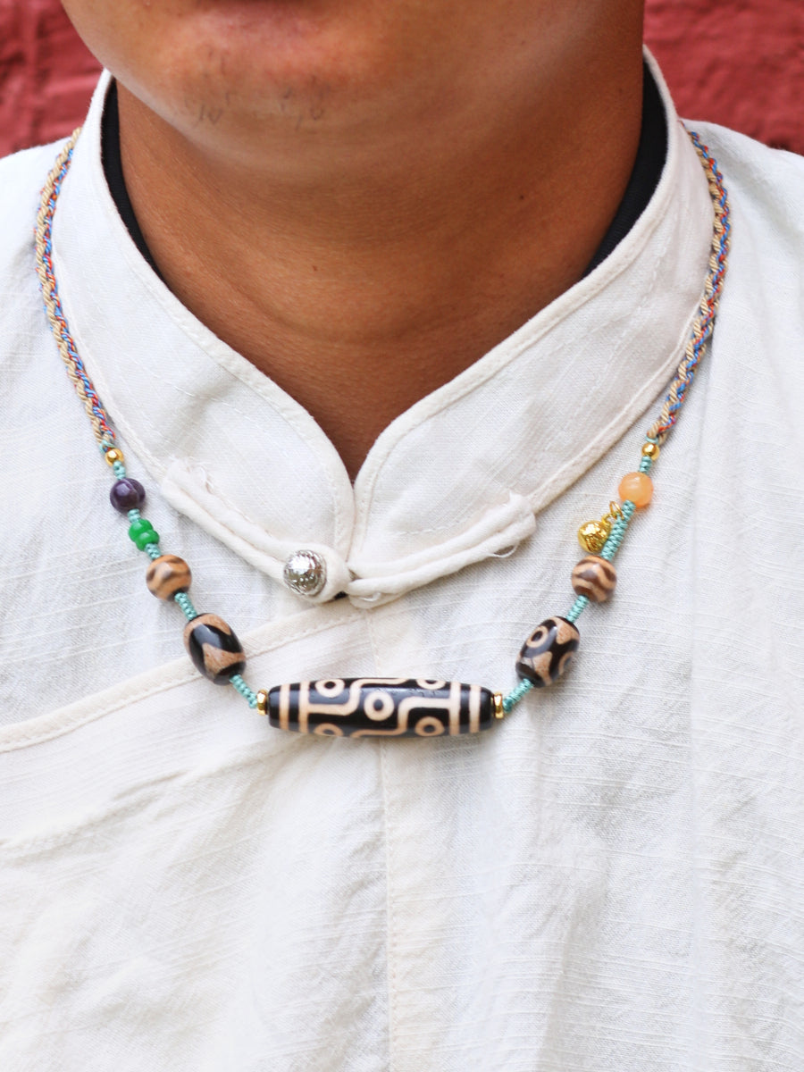 Fortune Nine-Eyed Dzi Necklace