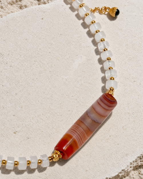 Heritage West Asian Banded Agate & Natural Crystal Necklace | Manifestation & Alignment Anchor