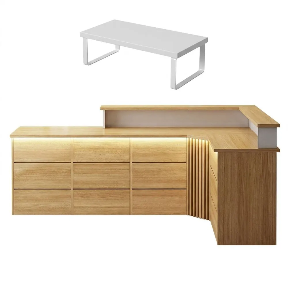 Mostrador de Recepción Moderno con Espacio de Almacenamiento, Luces LED